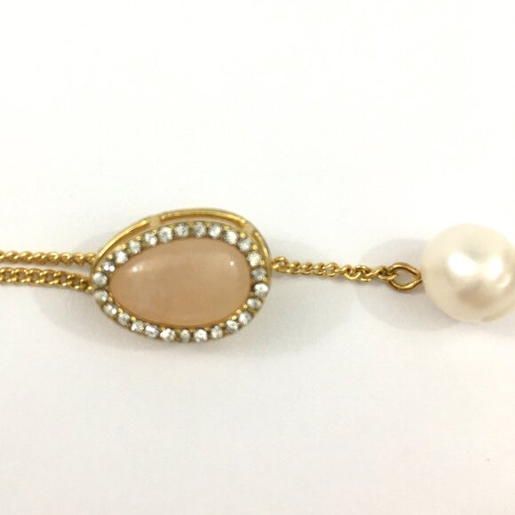 NEW! J. CREW Gold-plated stone and freshwater pearl drop necklace Dark Mauve - Picture 3 of 6